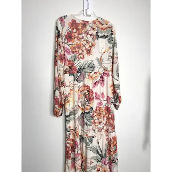 Maaji Luna Maxi Dress Womens Medium Anthropologie Floral Button Front Kimono - Picture 4 of 15